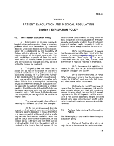 PATlENT EVACUATION AND MEDICAL REGULATING Section I. EVACUATION POLICY