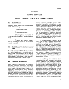 DENTAL SERVICES Section I. CONCEPT FOR DENTAL SERVICE SUPPORT CHAPTER 9