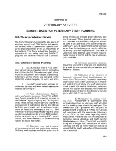 VETERINARY SERVICES Section I. BASIS FOR VETERINARY STAFF PLANNING CHAPTER 10
