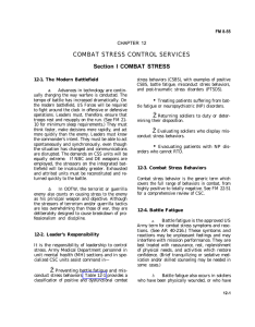 COMBAT STRESS CONTROL SERVICES Section I COMBAT STRESS CHAPTER 12
