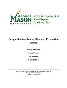 Final Report April 24, 2013 Design of a Small-Scale Biodiesel Production