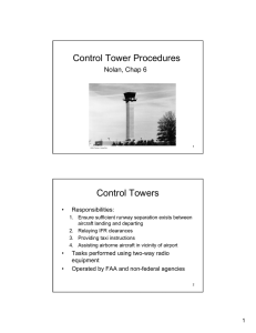 Control Tower Procedures Control Towers Nolan, Chap 6 •