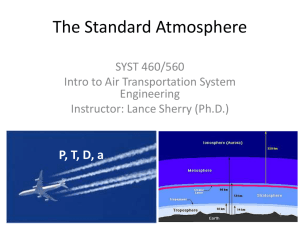 The Standard Atmosphere P, T, D, a SYST 460/560