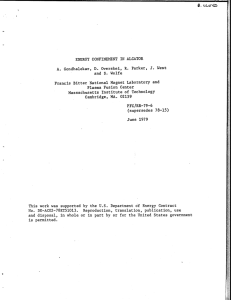 CONFINEMENT S. Wolfe Laboratory  and