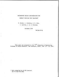 by US  DOE EG-77-5-02-4183.A002 PFC/RR-79-21 ENGINEERING DESIGN  CONSIDERATIONS  FOR