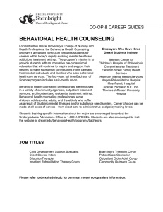 BEHAVIORAL HEALTH COUNSELING CO-OP &amp; CAREER GUIDES