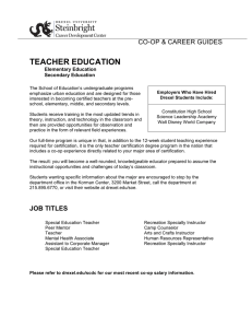 TEACHER EDUCATION CO-OP &amp; CAREER GUIDES Elementary Education