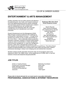 ENTERTAINMENT &amp; ARTS MANAGEMENT CO-OP &amp; CAREER GUIDES