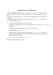 MA061 Exercises 3: Mathematica