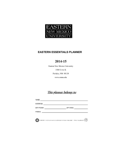 2014-15 EASTERN ESSENTIALS PLANNER  Eastern New Mexico University