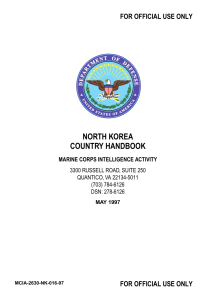 NORTH KOREA COUNTRY HANDBOOK FOR OFFICIAL USE ONLY