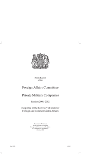 Foreign Affairs Committee Private Military Companies Session 2001–2002