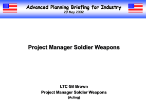 Project Manager Soldier Weapons Advanced Planning Briefing for Industry LTC Gil Brown