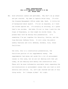 IRAQI INFRASTRUCTURE CPA 11/19 SECURITY JUSTICE 2:15 PM CPT. BRIAN SONG