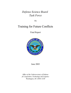 Training for Future Conflicts Defense Science Board Task Force