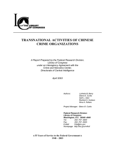 TRANSNATIONAL ACTIVITIES OF CHINESE CRIME ORGANIZATIONS