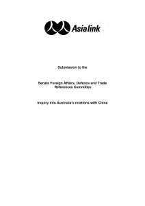 Submission to the  Senate Foreign Affairs, Defence and Trade References Committee