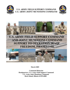 U.S. ARMY FIELD SUPPORT COMMAND U.S. ARMY JOINT MUNITIONS COMMAND