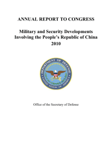 ANNUAL REPORT TO CONGRESS Military and Security Developments 2010