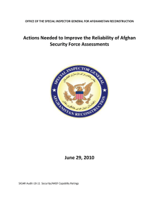 Actions Needed to Improve the Reliability of Afghan Security Force Assessments