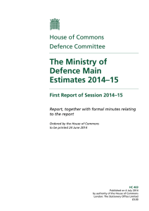 The Ministry of Defence Main Estimates 2014–15 House of Commons
