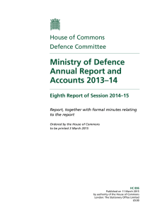 Ministry of Defence Annual Report and Accounts 2013–14 House of Commons