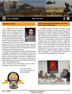 CENTER FOR ARMY LESSONS LEARNED  CALL INSIDER May-June 2015
