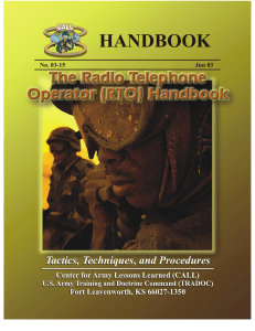 HANDBOOK Tactics, Techniques, and Procedures Center for Army Lessons Learned (CALL)