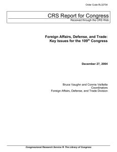 CRS Report for Congress Foreign Affairs, Defense, and Trade: Congress