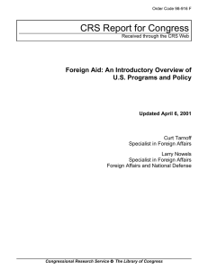 CRS Report for Congress Foreign Aid: An Introductory Overview of