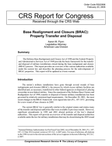 CRS Report for Congress Base Realignment and Closure (BRAC):