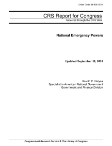 CRS Report for Congress National Emergency Powers Updated September 18, 2001