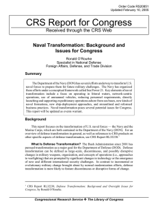 CRS Report for Congress Naval Transformation: Background and Issues for Congress