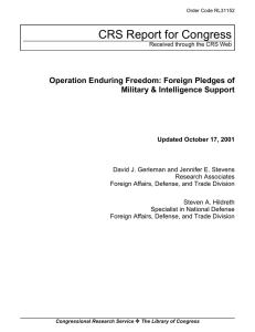 CRS Report for Congress Operation Enduring Freedom: Foreign Pledges of