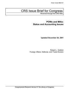 CRS Issue Brief for Congress POWs and MIAs: Status and Accounting Issues