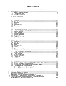 TABLE OF CONTENTS SECTION 5:  ENVIRONMENTAL CONSEQUENCES