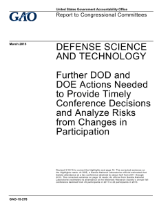 DEFENSE SCIENCE AND TECHNOLOGY Further DOD and DOE Actions Needed