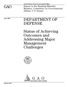 GAO DEPARTMENT OF DEFENSE Status of Achieving
