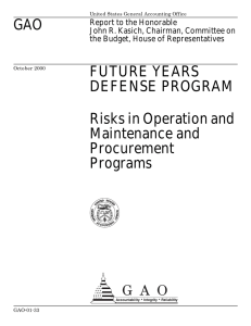 GAO FUTURE YEARS DEFENSE PROGRAM Risks in Operation and