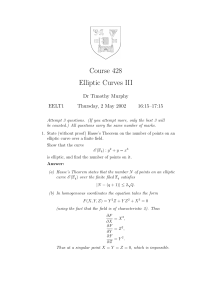 Course 428 Elliptic Curves III Dr Timothy Murphy EELT1