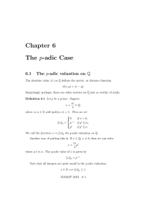 Chapter 6 The p-adic Case 6.1 The p-adic valuation on Q