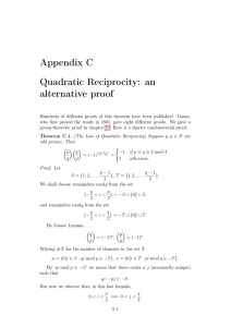 Appendix C Quadratic Reciprocity: an alternative proof