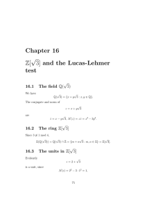 Chapter 16 √ 3] and the Lucas-Lehmer Z[