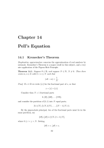 Chapter 14 Pell’s Equation 14.1 Kronecker’s Theorem