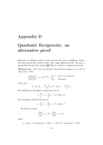 Appendix D Quadratic Reciprocity: an alternative proof