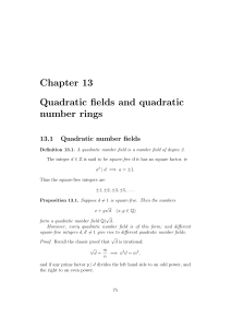 Chapter 13 Quadratic fields and quadratic number rings 13.1