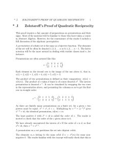 * .I Zolotareff ’s Proof of Quadratic Reciprocity