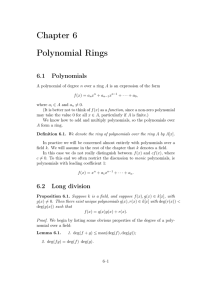Chapter 6 Polynomial Rings 6.1 Polynomials