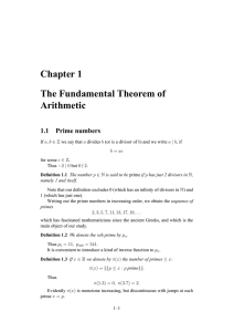 Chapter 1 The Fundamental Theorem of Arithmetic 1.1