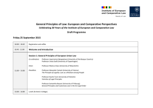 General Principles of Law: European and Comparative Perspectives Draft Programme